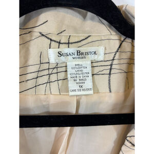 Women's Susan Bristol Blazer 1X Beige Black Abstract Print